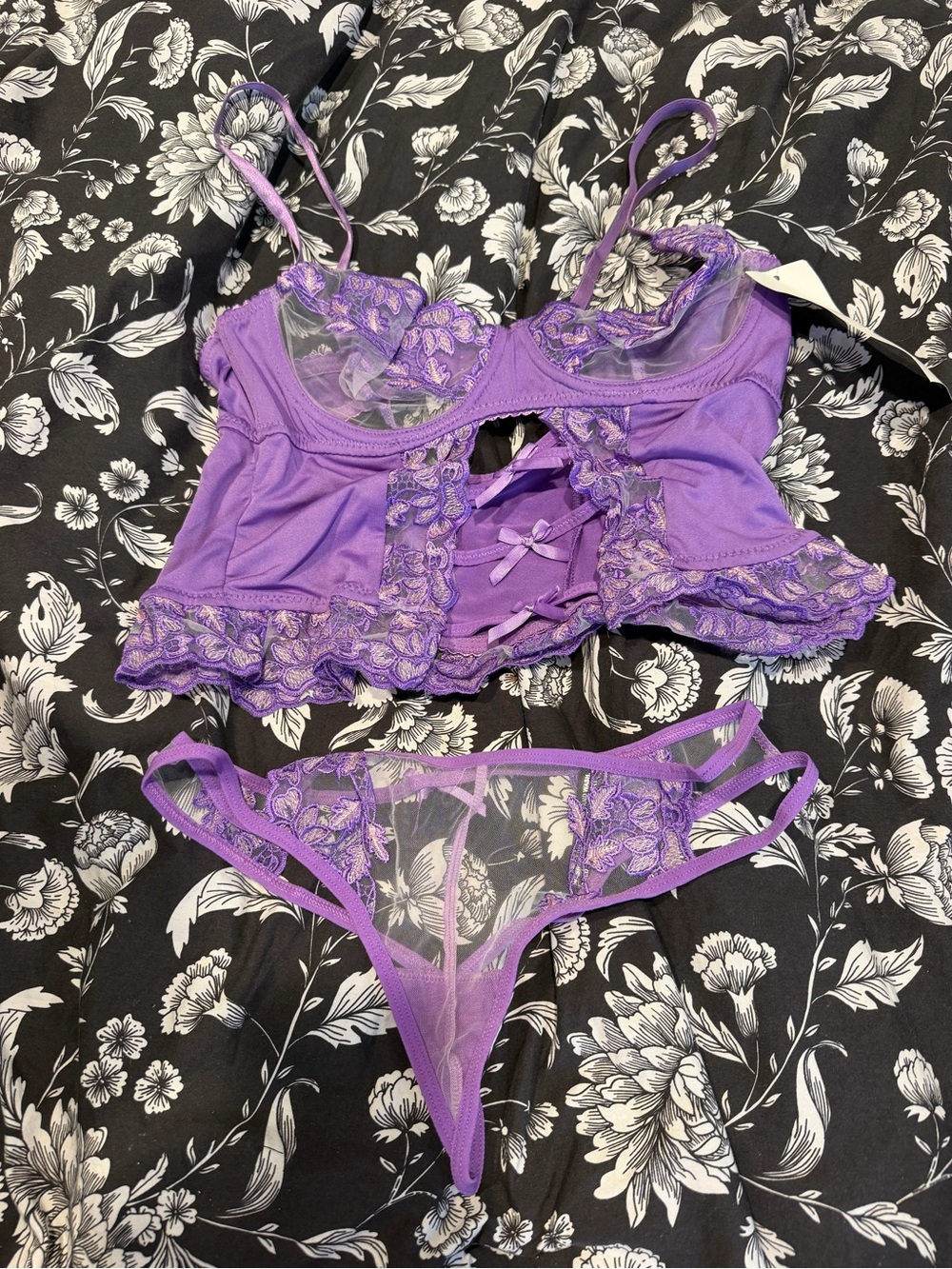Popsi Lingerie Lavender Bustier Corset Thong Set